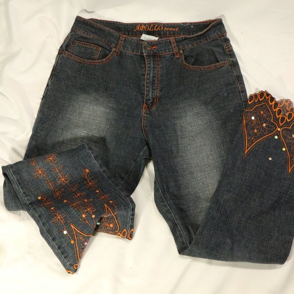 APOLLO JEANS Washed Denim Flared Bottom Jeans Sz 13/14 - Picture 2 of 16
